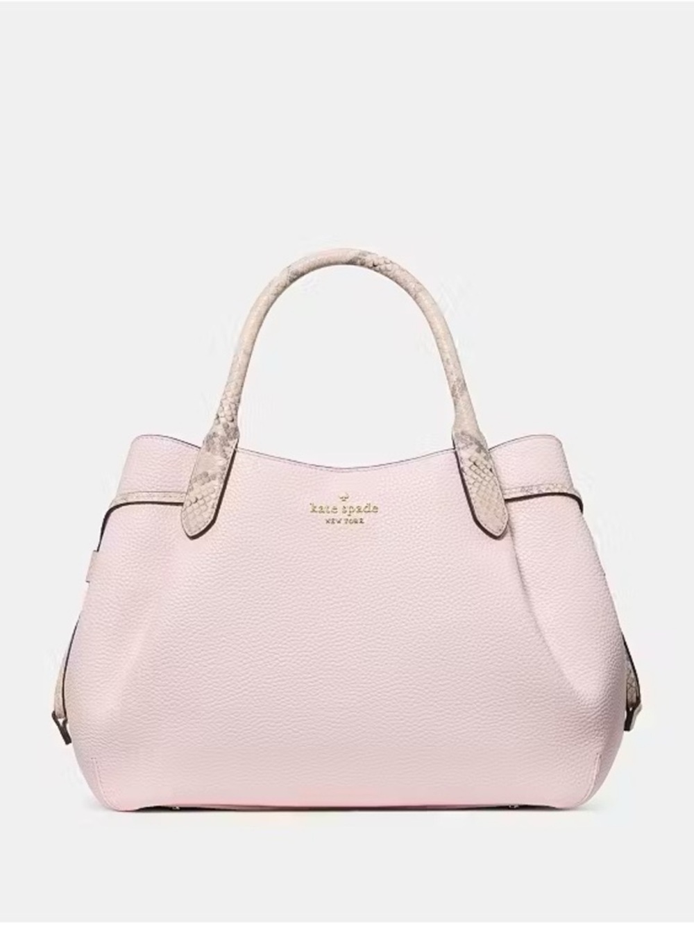 Kate Spade Dumpling Snake Embossed Large Satchel Bag Shimmer Pink